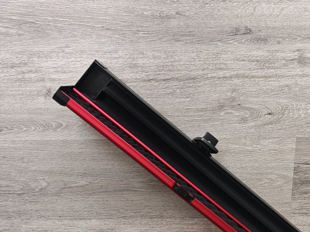 Spartan cue sports case Red/Black | 1 Piece Pool Cue Case | Aluminium |  Chalk Holders