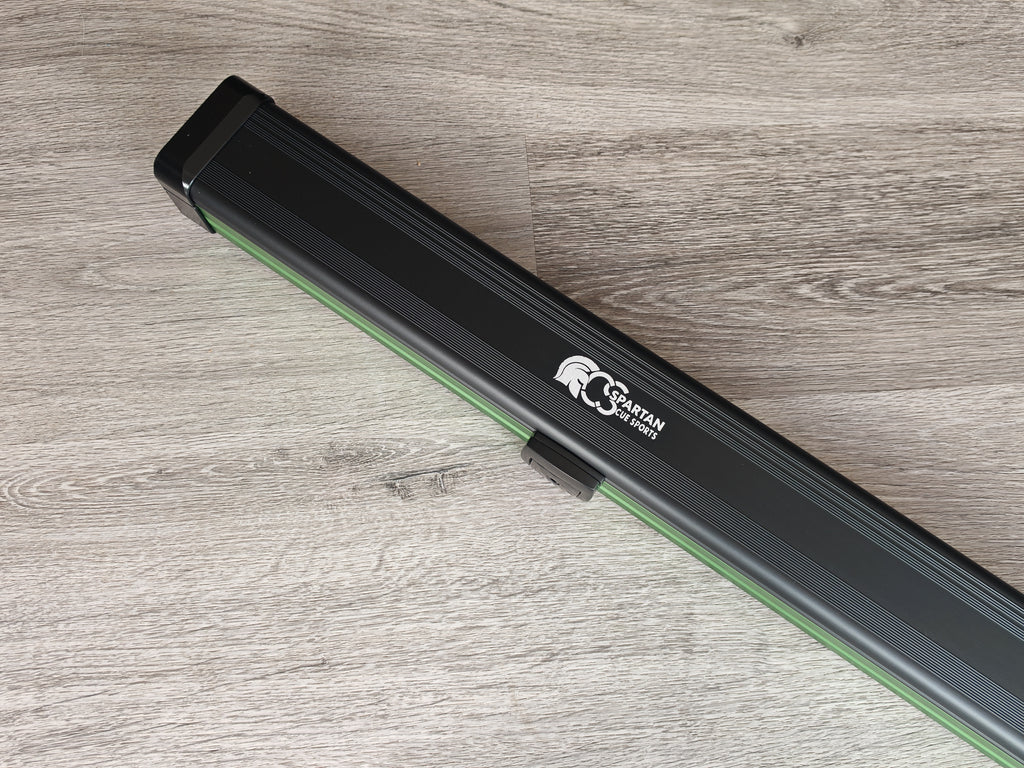 Spartan cue sports case Black/Green | 1 Piece Pool Cue Case | Aluminium |  Chalk Holders