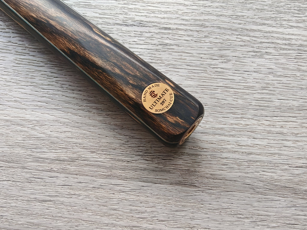 Somchai Ultimate 1 Piece Cue - 8.5mm titanium Tip , 17.5oz , 58"  12 splice  (Badge Number 207)
