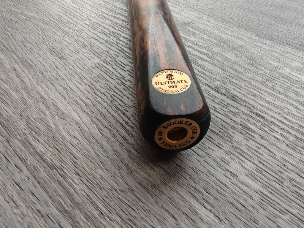 Somchai Ultimate 1 Piece Cue - 9mm titanium Tip , 17.75oz , 57"  12 splice  (Badge Number 203)