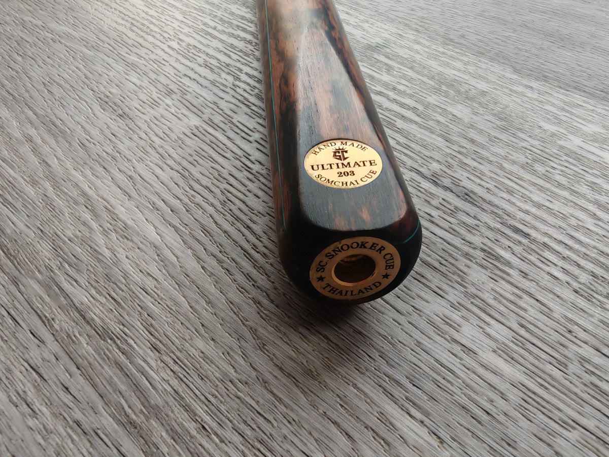 Somchai Ultimate 1 Piece Cue - 9mm titanium Tip , 17.75oz , 57"  12 splice  (Badge Number 203)